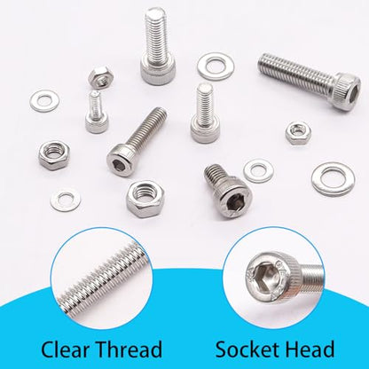 405PCS M3 M4 M5 Metric Screw Assortment Kit, 8-20mm Hex Socket Head Cap Screws Bolts Nuts Washers Assortment Kit, 304 Stainless Steel Metric Bolts with 3 Hex Wrench - size: SS M3 M4 M5, style: Socket Head