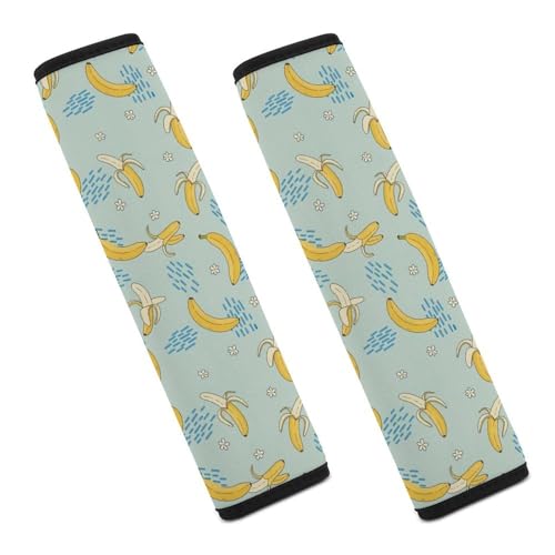 1 Pair Universal Fit Seat Belt Cover for Elderly Support, Most Cars, Cute Banana Floral Seat Belt Cushion, Neck and Shoulder Support - color: Pattern 383
