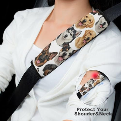 Universal Soft and Comfortable Seat Belt Shoulder Pad for Adult Use, Most Cars, 1 Pair Cute Dogs Puppy Harness Pads Strap Anti-Slip Pad - color: Pattern 844