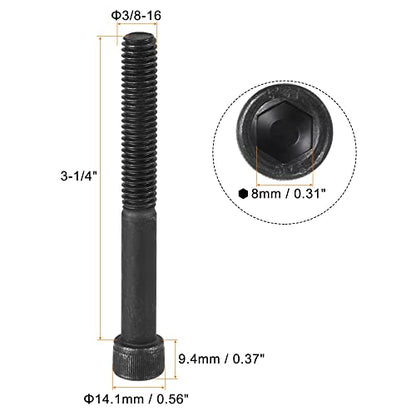 uxcell 3/8-16x3-1/4" Hex Socket Head Cap Screw Bolts 12.9 Grade Alloy Steel 5pcs - size: 3/8x3-1/4"