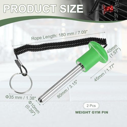Gym Pin Weight Stack Pin Strength Training Lifting Equipment Replacement with Pull Rope Fitting for Home Gym - color: Green, size: 0.4 x 3.1 Inch
