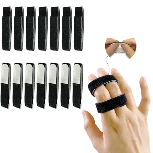 14 Pack Buddy Straps for Fingers Buddy Loops Hook-and-Loop Finger Support for Injured, Jammed, Mallet, Trigger Finger - Adjustable & Reusable - color: Black -14 pack