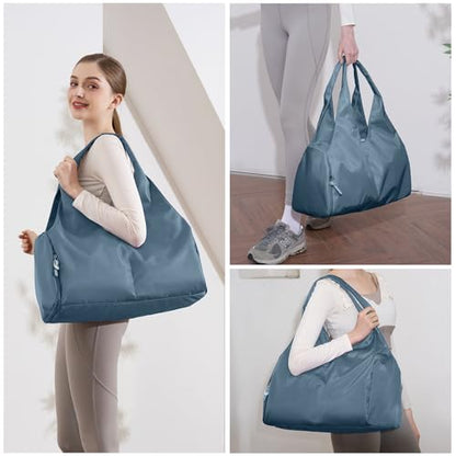 Forestfish Yoga Gym Bag For Women With Shoes Compartment & Wet Dry Storage Pockets Lightweight Duffel Bag, Navy - color: Navy
