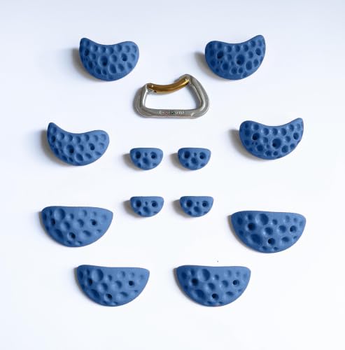 Moon Rock Climbing Holds Kids Swing Set Easy to Grab Rock Climbing Holds for Swing Sets and Home Climbing Walls. Positive in Cut Jugs. (Blue) - color: Blue