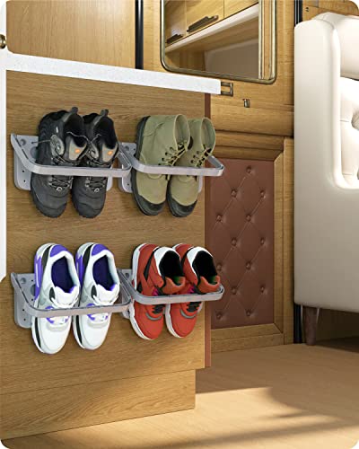 Baffect Hanging Organizer 4 Pieces - Foldable Wall Mounted Rack for Shoes Storage, Holder and Shelf (Gray)