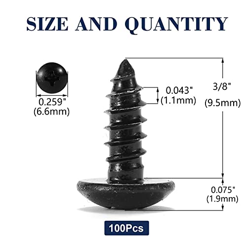 #4 x 3/8" Wood Screw 100Pcs Truss Head Phillips 18-8 (304) Stainless Steel Fast Self Tapping Screws Black Oxide by SG TZH - size: #4 x 3/8"