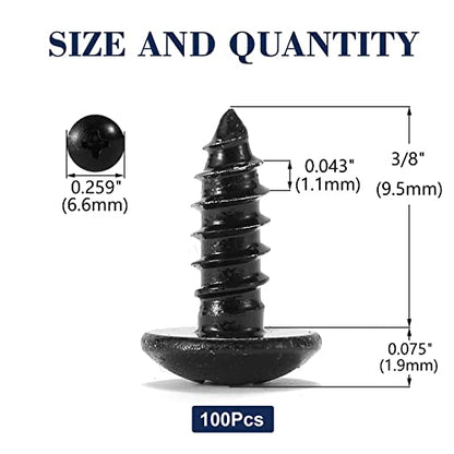 #4 x 3/8" Wood Screw 100Pcs Truss Head Phillips 18-8 (304) Stainless Steel Fast Self Tapping Screws Black Oxide by SG TZH - size: #4 x 3/8"