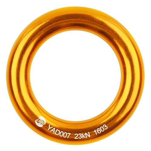 PROND Aluminum Rappel Ring, Climb Perfect Tension Aluminum Alloy O-Ring, 23KN Rappel Rings for Rock Climbing Arborist and Hammock - color: Gold - 1 Pcs/Pack