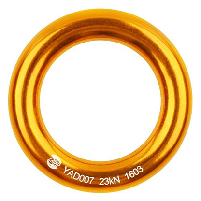 PROND Aluminum Rappel Ring, Climb Perfect Tension Aluminum Alloy O-Ring, 23KN Rappel Rings for Rock Climbing Arborist and Hammock - color: Gold - 1 Pcs/Pack