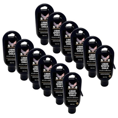 IRON AMERICAN Liquid Chalk - No-Mess Long-Lasting Grip Chalk for Weightlifting, Gymnastics, Rock Climbing, and Fitness Training - Advanced Hand Chalk for Gym - size: 12-PACK (50 ml. Bottles) WHITE
