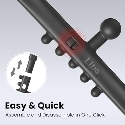 LiBa Trigger Point Massage Tool 11-Node, Collapsible S/C Curve | 11 pressure point nodes, targets knots, shape-shifting S or C curve, detachable back neck shoulder massager, travel-friendly - color: Detachable Black
