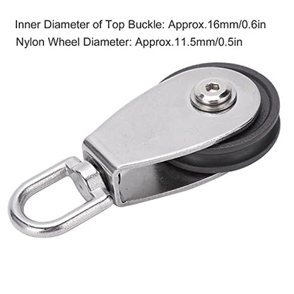 KANASI Fitness Bearing Pulley, Stainless Steel Dual Bearings Nylon Wheel Mute Pulley Block for Gym Equipment and Outdoor Rope Tools