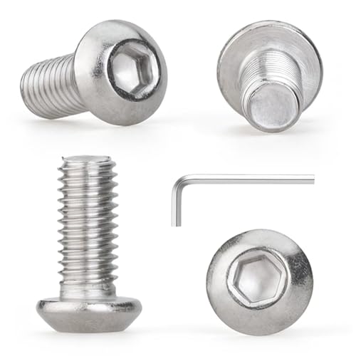 M3 x 8mm 100 Pcs Button Head Socket Cap Screws, 304 Stainless Steel (18-8), Fully Threaded, Bright Finish, Allen Hex Drive, Includes Hex Wrench, for Furniture, DIY, 3D Printing - size: M3 x 8mm-100 PCS
