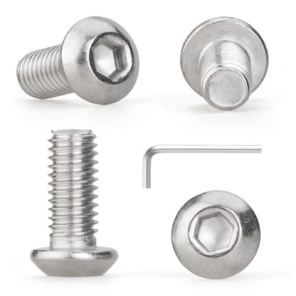 M3 x 8mm 100 Pcs Button Head Socket Cap Screws, 304 Stainless Steel (18-8), Fully Threaded, Bright Finish, Allen Hex Drive, Includes Hex Wrench, for Furniture, DIY, 3D Printing - size: M3 x 8mm-100 PCS