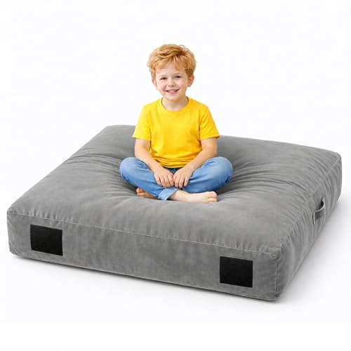 Crash Pad for Kids Sensory & Washable Velvet Cover | Autism Sensory Crash Pad & Crash Mat, Soft High Density Foam Landing Pad for Indoor Play & Sensory Gym, Gift for Children - color: Gray, size: 5x5 Feet