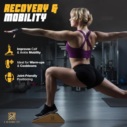 Anti-Slip Squat Wedge Block (2-Pack) – Heel Elevated Squats, 20° & 40° Cork Wedges for Weightlifting, Mobility & Knee Support – Includes Resistance Bands & Carry Bag