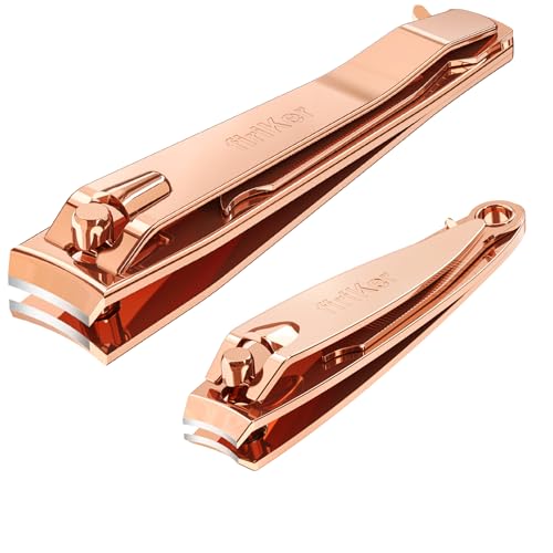 firiKer Nail Clipper Set, Sturdy Stainless Steel Fingernails & Toenails Clippers & Nail File, Sharp Effortless Fingernail Toenail Trimmer, Portable Nail Cutter for Women Men（Rose Gold） - color: Rose Gold