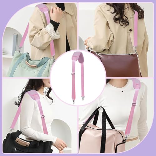 60 Inch Shoulder Strap for Bag with Removable Ultra-Thick Pad | 60" Shoulder Strap with Removable Thick Pad,Adjustable Buckles and Metal Hooks, for Briefcase/Laptop/Messenger/Luggage Bag - color: Pink