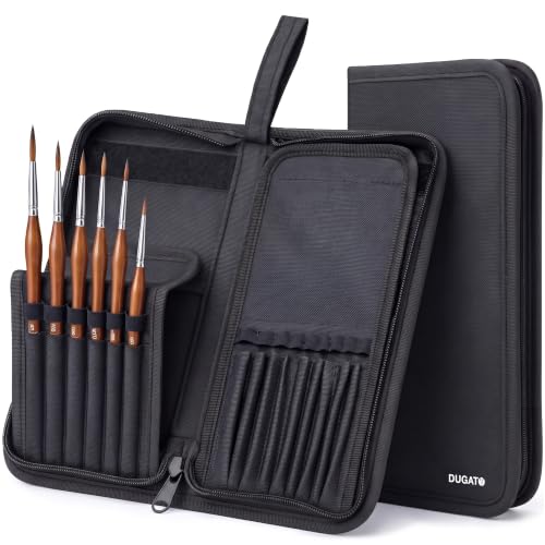 DUGATO Short Brush Holder & Organizer, Canvas Case 5.4 x 10.7 in, Black | 15 Slots Zipper Paint Brush Case for Brushes up to 9.3 in Length, Artist Portable Carry Bag, Watercolor (Brush Not Included) - color: Black, size: Medium 5.4x10.7 inches