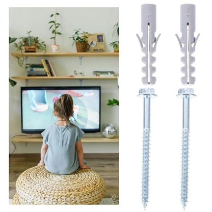 10 Sets Heavy Duty Tv Mount Expansion Anchors and Screws Kit for Tv Wall Mount Installation and Range Hood Installation Carbon Steel Sturdy Fasteners with Easy
