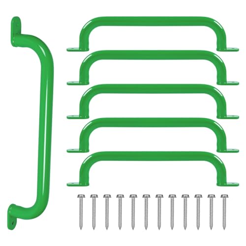 ESPETS 17'' Green Monkey Bars Indoor, Outdoor Playground Handles, 6 Pieces | Swing Set Attachment Grab Handles, Weather-resistence Indoor & Outdoor Monkey Bars for Jungle Gym, Playhouse, Climbing Frame - color: Green