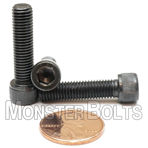 MonsterBolts - 1/4"-28 x 1 Socket Head Screws, ASTM A574, Alloy Steel, Black Oxide, 10 Pack - size: 1 In. (1")