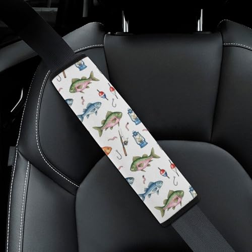 2 Pack Universal Fit Seat Belt Cover for Child, Stroller Pushchair High Chair, Fish Ocean Animal Art Automotive Seat Belt Protector, Pressure Relief - color: Pattern 890