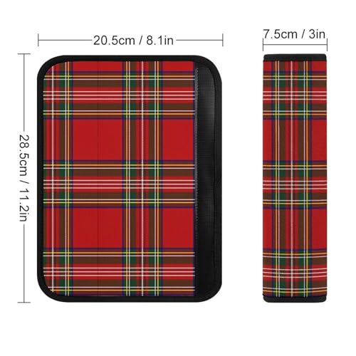 Universal Fit Seat Belt Cover for Adult Use, Stroller Pushchair High Chair, 2PCS Scottish Tartan Farmhouse Red Green Christmas Plaid Harness Pads Strap Shock Absorption - color: Pattern 275