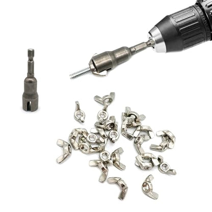 1/4" Wing Nut Driver Wing Nut Drill Bit Socket Wrenches 1/4 inch Hexagon Head Drill Driver Bits for Panel Nuts Screws Eye C Hook Bolt - size: Wing Nut Driver (1/4"-20) - 1 Pcs