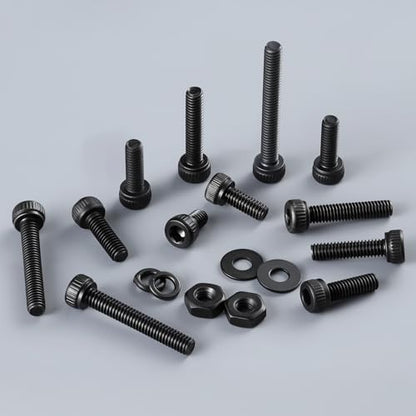VGBUY 1122Pcs M2 Screws Kit,Black M2 Screws (7 Sizes 4-20mm),Hex Socket Head Cap Small Metric Bolts Nuts Assortment,12.9 Grade Alloy Steel,Black Oxide, 4/6/8/10/12/16/20mm - size: M2x4/6/8/10/12/16/20mm, style: Socket Head