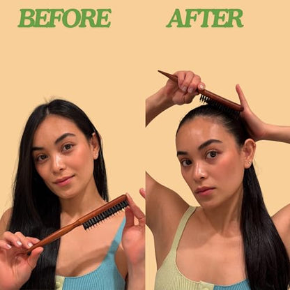 GranNaturals Boar & Nylon Bristle Styling Brush - Teasing Comb with Rat Tail Pick for Backcombing, Smoothing, Edge Control and Volume Creation