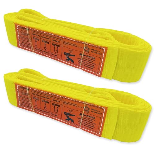 1-Ply Lifting Sling Straps 2”x 6ft - 3100lbs Vertical Capacity Heavy Duty Flat Eye Lift Sling, for Rigging Moving Towing Hoisting -2Pack - Kodiak Straps - color: 2 PACK, size: 2inch x 6ft