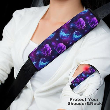 Universal Fit Elephant Purple Print Seat Belt Shoulder Pad for Adult Use, Most Cars, 1 Pair Harness Pads Strap Anti-Slip Pad - color: Pattern 1187