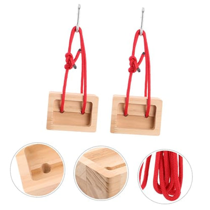 2pcs Wooden Climbing Fingerboards Portable Modular Hangboards for Rock Climbing Training, Sturdy Khaki Wood Material for Fitness Routines and Outdoor Use by Climbers