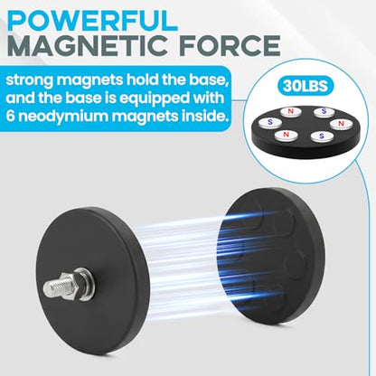 E BAVITE 12PCS Rubber Coated Magnets with M5 Thread, 30LBS Mounting Magnet | Anti-Scratch Mounting Magnet Magnetic Non-Slip Strong Magnet for Lighting Bar, Additional Mirrors and Camera - size: M5-1.69in-30LBS