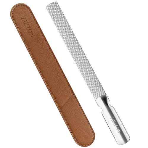 ZIZZON Professional Stainless Steel Nail Files Double Sided for Women and Men, Heavy Duty Reusable Manicure Filer for Natural Nails, Great for Home Salon or Travel Use