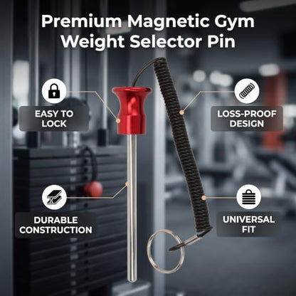 Weight Machine Pin Magnetic, Weight Stack Selector Pin with Pull Rope 8x125mm, for Commercial Gym or Home Health Grade Steel Heavy Duty Gym Accessories (2) - size: 2