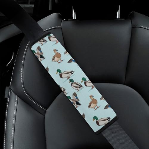 2 Pack Breathable Car Seat Straps Shoulder Pads for Adults and Children, All Vehicles, Cute Mallard Duck Harness Pads Strap, Pressure Relief - color: Pattern 1028