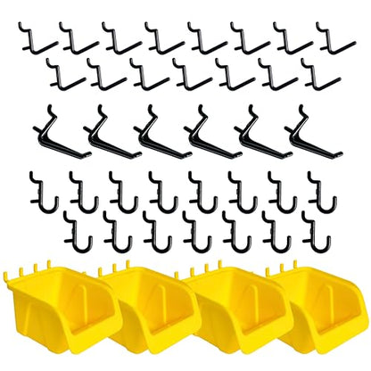 WallPeg 43 Pc. Peg Board Storage System - Pegboard Hook Assortment Organizer Bins Y/B # AM 302-2