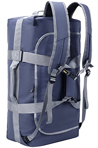MIER 40L/60L/90L Water Resistant Backpack Duffel, Heavy Duty Duffle Bags | Heavy-Duty; Inner Zipper Pockets; Suit for Travel Gym Camping Sports Weekend Getaways; Convertible with Backpack Straps - color: Blue, size: 60l