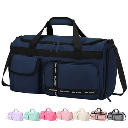 MAXTOP Gym Bag for Women Men Travel Duffle Bag Large Capacity Carry On Weekender Overnight Bag With Shoe Compartment Gym Tote Dry Wet Separation Duffel Bag for Travel - color: Dark Blue, style: Gym Bag