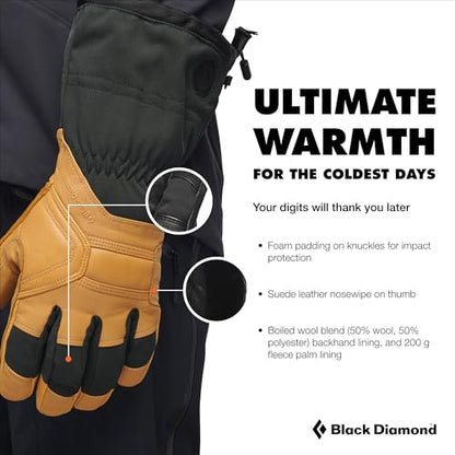 BLACK DIAMOND Men's Guide Ski/Snow Gloves, Waterproof, Gore-TEX Insert - color: Beeswax 2.0 (5 Finger Gloves), size: Small