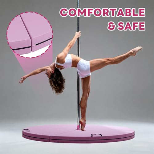 Pole Dance Exercise Mat, Round PU EPE Padding Crash Pads, Lightweight Foldable Design for Home, Gym, Yoga