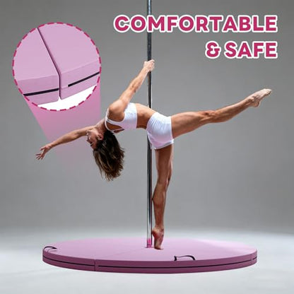 Pole Dance Exercise Mat, Round PU EPE Padding Crash Pads, Lightweight Foldable Design for Home, Gym, Yoga