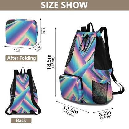 Drawstring Climbing Gym Bag With Pockets Hiking Drawstring Backpack with Wet Dry Compartments Abstract Art Colorful