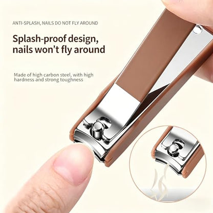 8-in-1 Manicure Pedicure Set,Professional Nail Clipper Kit with Upgraded Splash-Proof Nail Cutters,Stainless Steel Nail Care Tools with Brown Portable Travel Case for Men & Women(Brown)