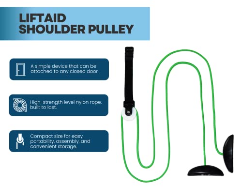 LiftAid Shoulder Pulley for Physical Therapy with Exercise Guide - Improves Shoulder Strength & Range of Motion - Reduces Pain, Helps in Muscle Recovery - Physical Therapy Equipment (Green) - color: Green