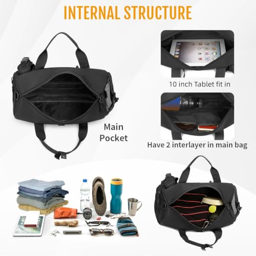 Huntvp Small Tactical Duffle Bag MOLLE Handbag Gear Military Travel Carry On Shoulder Bag Small Valise - color: Black-1