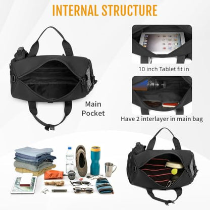 Huntvp Small Tactical Duffle Bag MOLLE Handbag Gear Military Travel Carry On Shoulder Bag Small Valise - color: Black-1