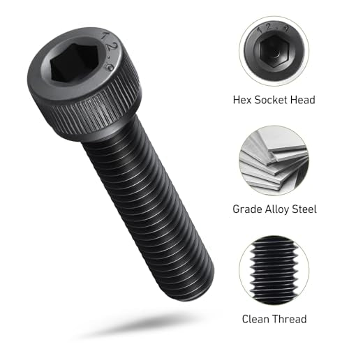 M4-0.7 x 50mm Bolt, 60PCS M4 Hex Socket Head Cap Screws Bolts, 12.9 Grade Alloy Steel, Full Threads, Allen Socket Drive, with Hex Spanner - size: M4x50mm